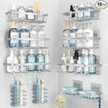 Liuoud 10 Pack Shower Caddy Organizer Rack Shelf for Inside Shower, Self Adhesive Wall Storage Basket Rustproof Stainless Steel Shampoo Holder Bathroom Accessory Decor Set, Silver