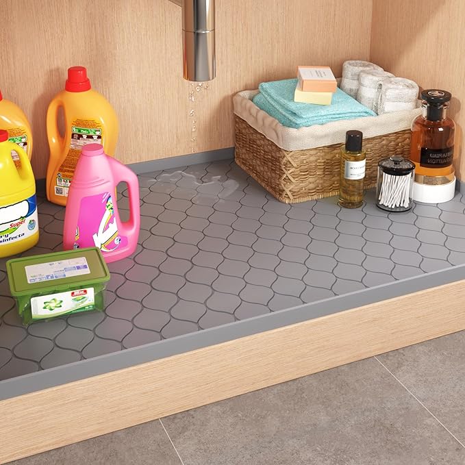 Winisok Silicone Under Sink Mat 40" x 19", kitchen Essentials and Gadgets, Shelf liner and Cabinet Protector, Home Organizers and Storage, Waterproof Bathroom Tray
