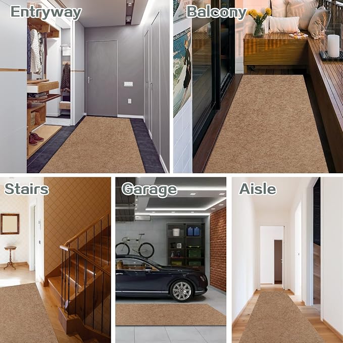 Custom Size Runner Rug 4 ft x 34 ft, 2-82ft Carpet Runners Hallway Entryway Kitchen Garage Laundry Room Area Rugs with Non-Slip Rubber Backing, Sand