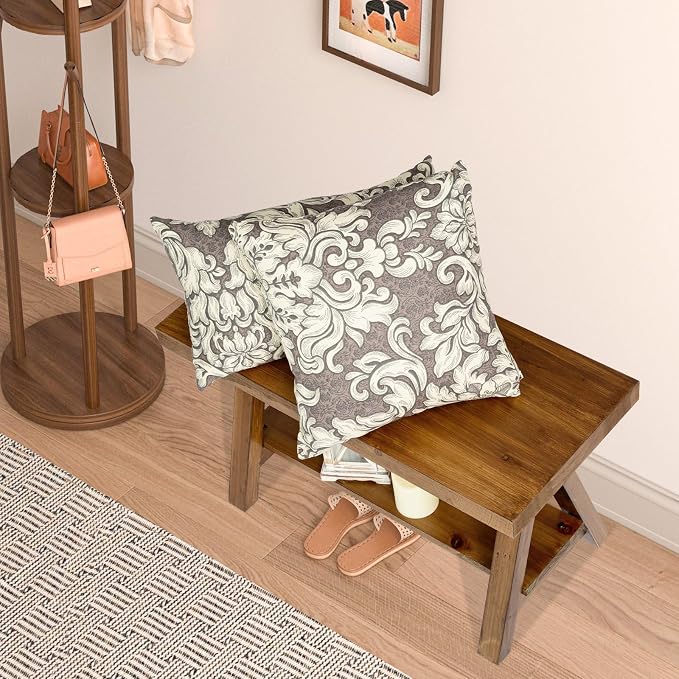 Wnutrees Farmhouse Wood Bench, Rustic Indoor Storage Bench for Entryway, Living Room, End of Bed, Original Solid Wood Construction