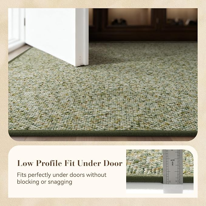 MontVoo Door Mat Indoor Entrance Doormat, Absorbent Durable Rubber Non Slip Front Door Mat for Inside Entry Entryway Dirt Trapper Welcome Mat, Green 32''x48''