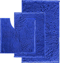 Blue Bath Mat - Super Soft Non-Slip, Machine Washable, Dries Quickly - Ultra Soft 3 Piece Bathroom Set