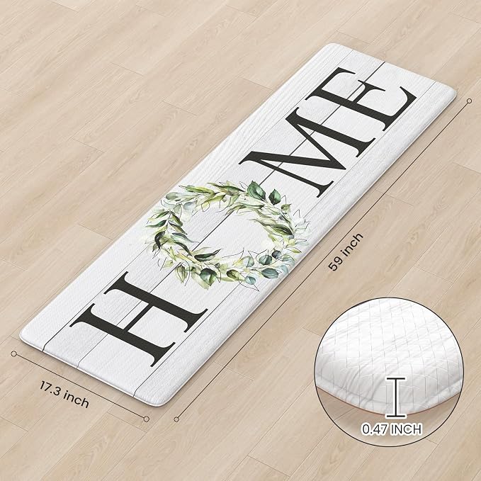 KIMODE Farmhouse Kitchen Runner Rug,17.3" x 59" Anti Fatigue Kitchen Mats for Floor Cushioned,Non-Skid Waterproof Comfort Thick Kitchen Floor Standing Mat for Front Sink,Laundry Room,Home