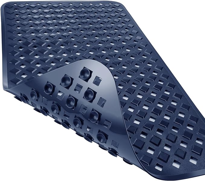Yimobra Bathtub Mat Non Slip, Shower Mat with Strong Suction Cups & Drain Holes, 28"X16", Anti Slip Bath Tub Mat for Inside Shower, Machine Washable Fast Drying, Bathroom Essentials,Navy Blue