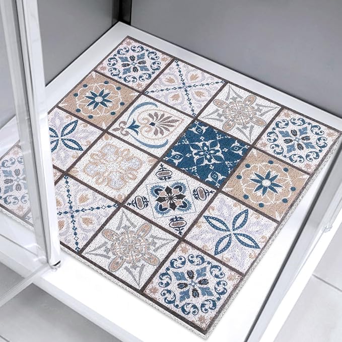 Square Shower Mat 24x24 Inch Non Slip Bath Mat for Inside Shower Loofah Shower Mat for Elderly Soft Textured Foot Massage Pad Bathroom Floor Mat for Wet Area, Without Suction Cups, Quick Drying
