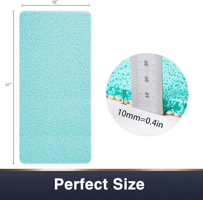 Asvin Soft Textured Bath, Shower, Tub Mat, 47x16 Inch, Phthalate Free, Non Slip Comfort Bathtub Mats with Drain, PVC Loofah Bathroom Mats for Wet Areas, Quick Drying