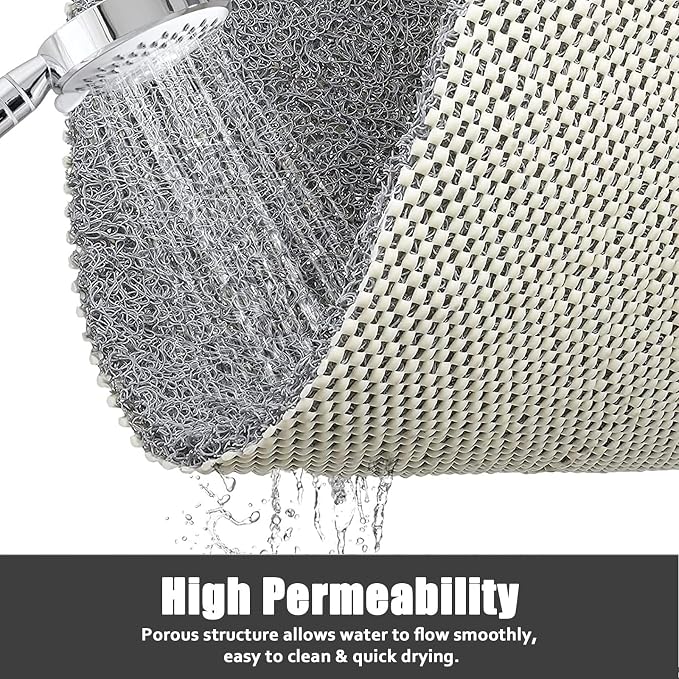Shower Mat Non Slip - 24x24 Inch Soft Comfort Bath Mat with Drainage Holes, PVC Loofah Massage Bathmat for Shower, Tub, Bathroom, Wet Areas, Quick Drying