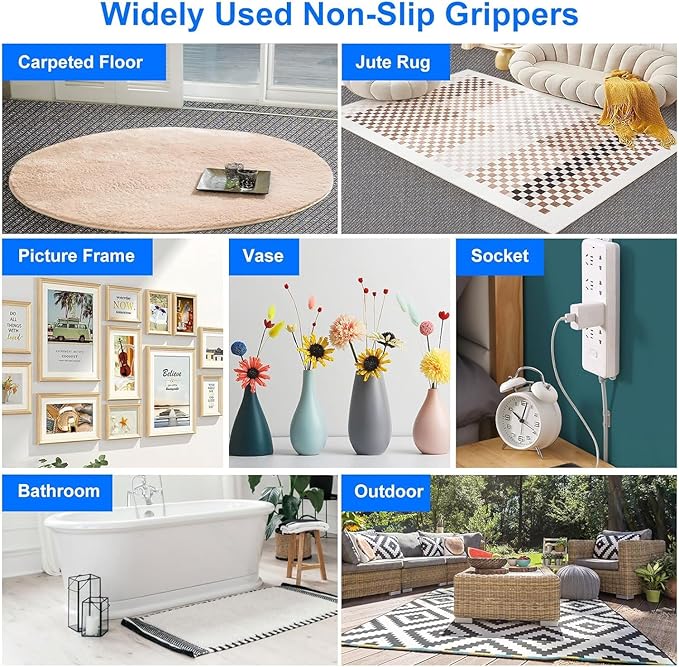 16-Pack Carpet-to-Carpet Rug Grippers | Cloth-Backed Heavy-Duty Anti-Slip Pads | Secure Rugs Over Carpets, Tiles, Hardwood | Prevent Sliding, Curling, Tripping (4", Patented Mesh)