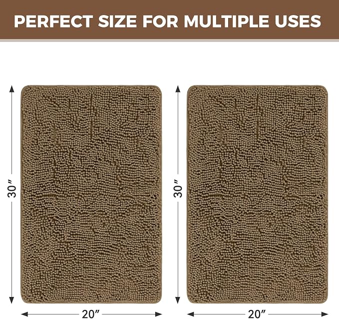 Bcoimo Bathroom Rug Set, Chenille Bathroom Rugs, Absorbent Non Slip Plush Bath Mats, Machine Washable Fast Drying Floor Mats for Tub, Shower, Sink, Vanity