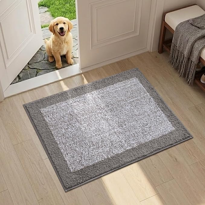 Bathroom Rugs 24x17 Non Slip Washable, Light Grey Bath Mat for Bathroom Floor Tub, Soft Absorbent Quick Dry Mats for Shower, Bathtub,Home Decor