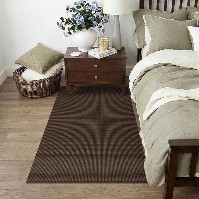 KOZYFLY Rugs for Entryway 3x5 ft Washable Area Rug Non Slip Rubber Backed Entry Rug Woven Indoor Door Mat Cotton Kitchen Rugs Floor Carpet for Entryway, Foyer, Backdoor, Brown/Dark Brown