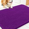Smiry Dog Door Mat for Muddy Paws 30x20, Absorbent Dirt Trapper, Non-Slip Washable Chenille Entryway Rug for Inside Floor, Purple, Classic Solid