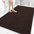 OLANLY Bathroom Rug Mat 59x35, Thick Soft and Absorbent Chenille Bath Mat, Non-Slip Rubber Backing, Machine Washable Quick Dry Bath Rugs for Tub Shower Floor, Home Decor Accessories, Brown