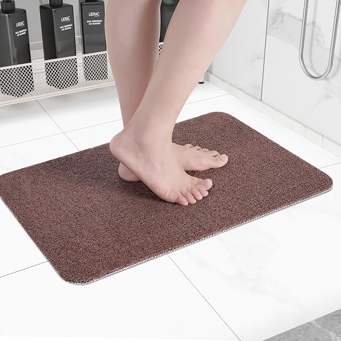 Hargiis Non-Slip Bathtub Mat, Anti Slip Shower Mat, Fast Drying Bathtub Mats, Foot Scrubber Mat, Anti Slip Mat for Tub, Floor, Bathroom, Kitchen, Home, Hotel (Brown 24"×16")