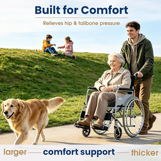 Ergonomic Seat Cushion for Office Chair, Memory Foam Coccyx Cushion for Tailbone Pain Relief, Non-Slip Washable Cover, Pressure Relief Chair Pad for Office, Car, Wheelchair & Home Black