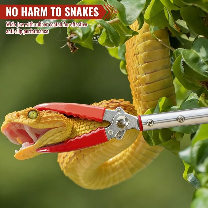 IC ICLOVER 55-78" Extended Snake Tongs, Extra Long Telescopic Snake Grabber Tool, Aluminum Heavy Duty Rattle Snake Catcher Handling Tools, Professional Grabber with Lock, Non-Slip Handle & Wide Jaw