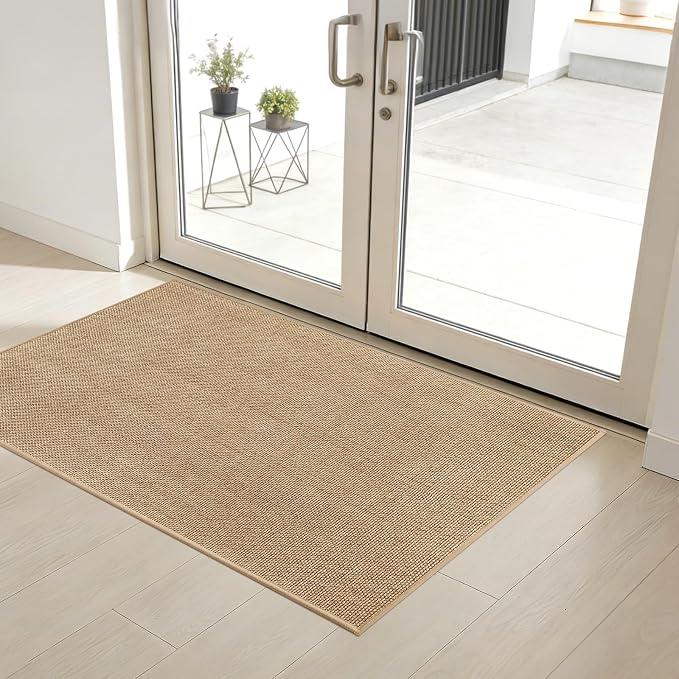 SMILOOL Front Door Mat Indoor Entrance, 32" x 48" Non-Slip Inside Door Mats for Entryway, Dirt Resistant and Absorbent Washable Doormat, Low Profile Entry Way Doormats, Floor Mats for House, Beige