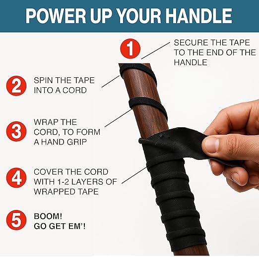 Thunder Tape 2 Pk Grip Tape - Cloth Grip Tape for Pull Up Bars, Sports, Tools, Handles, Bats, Rackets, Gym Equipment, Wire Wrap - No Residue, Sweat Resistant, 1 Inch x 66 Feet Each Roll - Black
