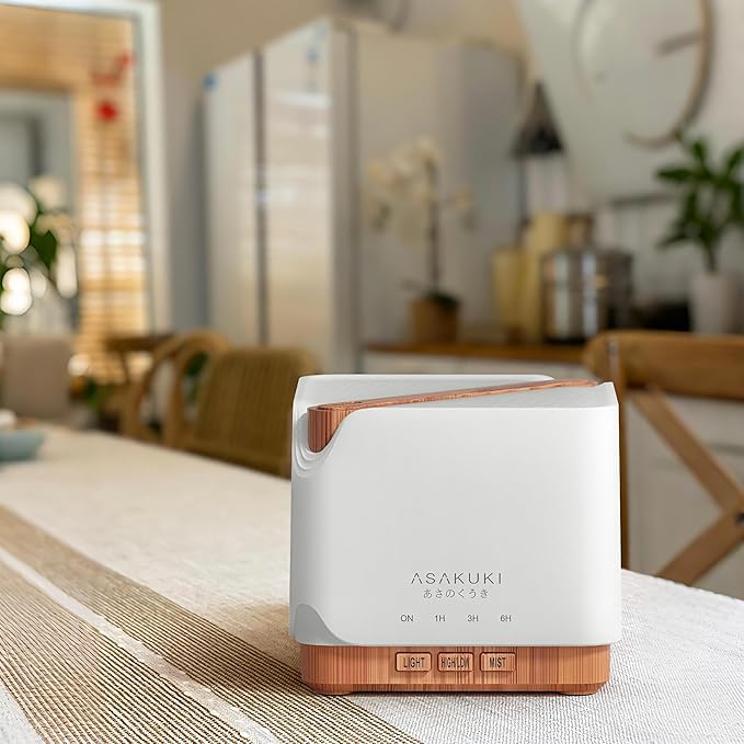 ASAKUKI Essential Oil Diffuser for Home, Large 700 ml Humidifier with Automatic Shut-Off, Scent Aromatherapy Diffuser with 7 LED Lights for Living Room, Kitchen, Bedroom, Hotel - Yellow