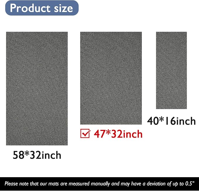 Shower Mat Non Slip 47x32 Inch, Quick Drying PVC Loofah Bath Mats, Easy Clean Soft Bathroom Rugs for Tub Floor, Shower, Grey
