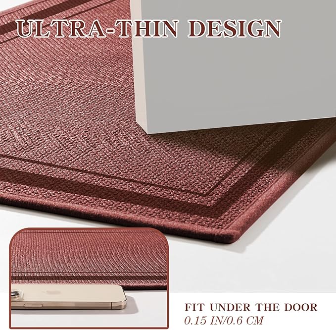 chakme Bathroom Rugs Mat 32x17, Ultra Thin Non Slip Bath Mat Quick Dry Absorbent Bath Mat for Bathroom, (Dark Pink, 32"x17")