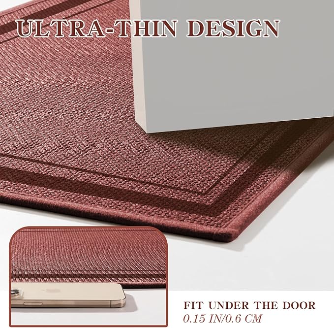 chakme Bathroom Rugs Mat 36x24, Ultra Thin Non Slip Bath Mat Large Quick Dry Absorbent Bath Mat for Bathroom Floor, (Dark Pink, 36"x24")