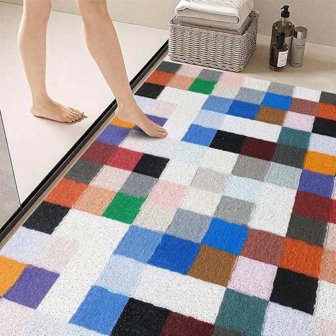 Shower Mat Non Slip - Quick Drying Anti Slip Shower Mats for Inside Shower, Soft PVC Loofah Foot Scrubber Mat, Extra Large Bath Mat for Shower, Tub, Bathroom, Floor, Kitchen, Home, Pool, Hotel