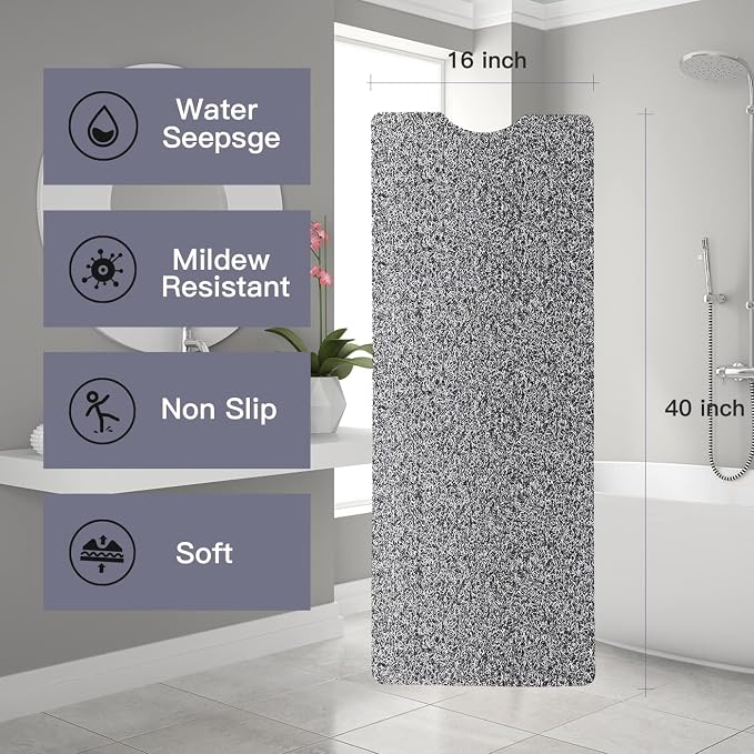 Bathtub Mat Non Slip Shower Mat Soft PVC Loofah Bath Tub Mats with Drain for Bathroom Tub 40 x 16 Inch (Mix Color)