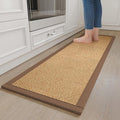 YDKGL Kitchen Runner Rugs Non Slip Washable Anti Fatigue, Super Absorbent 0.4" Thick Cushioned Long Kitchen Mats for Floor, Jute-Look Sink Floor Mat Laundry Standing Mat, Easy Clean, Brown 17"x59"