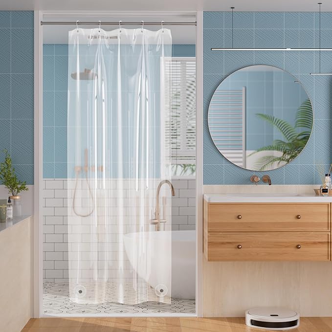 Titanker Stall Shower Curtain Liner, 32x72 Clear Shower Liner PEVA Lightweight Inside Shower Curtains for Bathroom with Magnets and Grommet