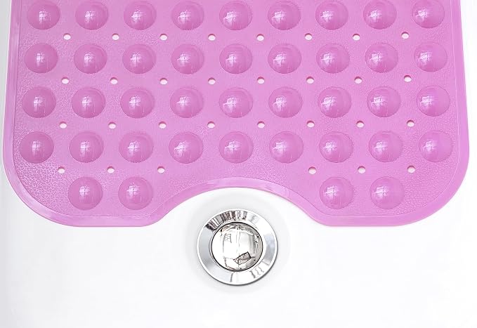 Extra-Long Non-Slip Bathtub & Shower Mat 39”x16” (Smooth/Non-Textured Tubs Only) Safe, Clean, Machine-Washable, Superior Grip&Drainage, Vinyl, Opaque Pink