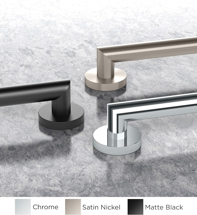 Gatco 960MX Glam 12" L Grab Bar, Matte Black/ADA Compliant Stainless Steel Safety Grab Bar for Bathroom