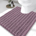 Smiry Bathroom Toilet Rugs U Shaped 24x20, Extra Soft Absorbent Non Slip Rubber Backing Chenille Contour Bath Rugs for Toilet, Machine Washable Contoured Bath Mats, Deep Plum