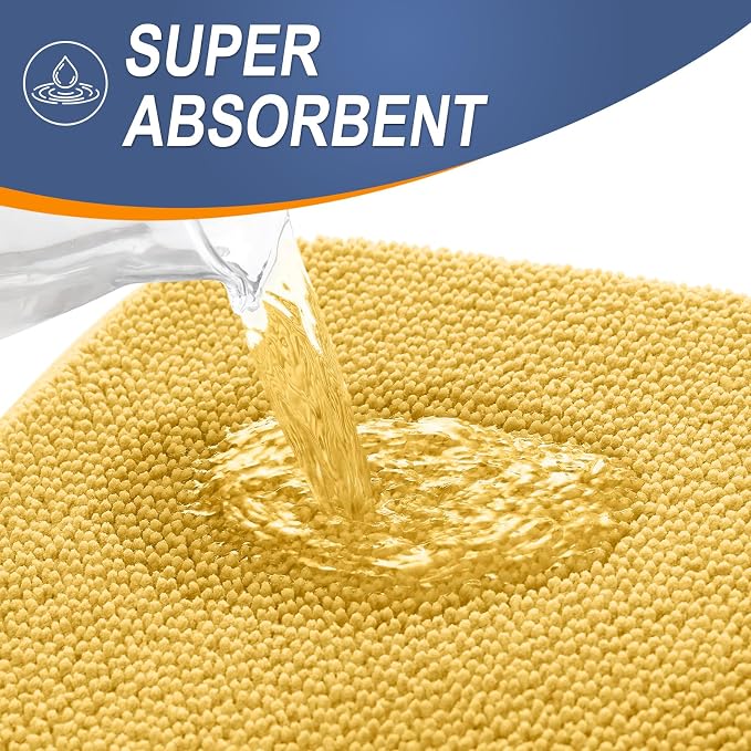 OLANLY Thick Memory Foam Small Bathroom Rugs 24x16, Extra Soft Absorbent Bath Rug, Quick Dry Bath Mats, Non-Slip, Machine Washable Carpet for Bathroom, Tub and Shower, Home Decor Accessories, Yellow