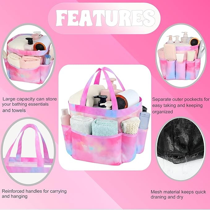 Attmu Mesh Shower Caddy Portable, Quick Dry Hanging Shower Tote Bag for College Dorm Room Essentials, Large Capacity Caddy Dorm for Bathroom Gym Swimming