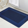 ACCUMTEK Non Slip Bath Mat, Thin Bathroom Rugs Fit Under Door, Quick Dry Bath Mats, Machine Washable Bath Rugs for Bathroom, Bathtub & Kitchen, Bathtub, Dark Blue/Bordered/32 x20