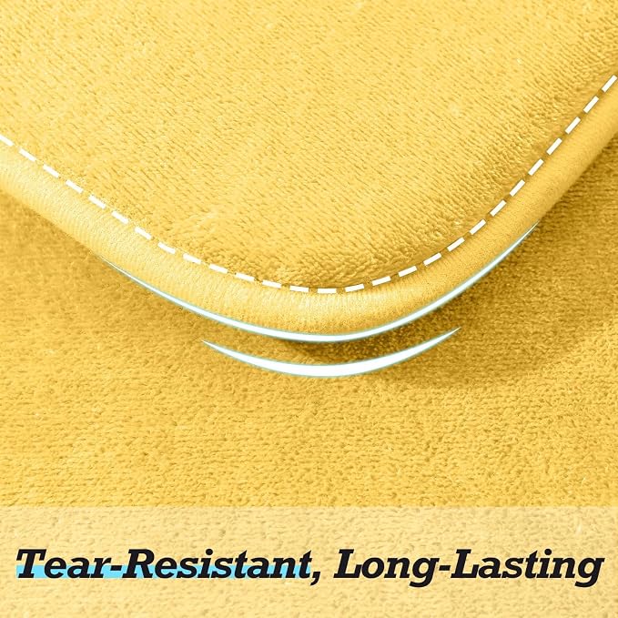 HUXMEYSON Bathroom Rugs Sets 3 Piece, Non-Slip & Quick Dry Bath Mat Set, Ultra Soft Velvet Bath Rugs for Bathroom, Toilet and Shower Floor, Yellow