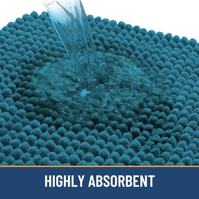 Arotive Bathroom Rugs 30" x 20", Ultra Soft Absorbent Chenille Bath Rugs, Non-Slip Rubber Backing, Machine Washable Bath Mats for Bathroom Floor, Tub and Shower, Home Decor Accessories, Peacock Blue
