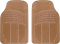 BDK ProLiner Floor Mats for Cars Trucks SUV, 2-Piece All-Weather Car Mats with Universal Fit Design, Durable Car Floor Mats with Capture Ridges, Waterproof Rubber Floor Mats for Cars (Beige)