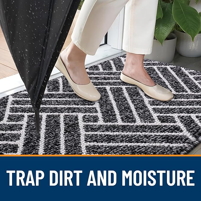 OLANLY Indoor Door Mat, 32x20 Inch, Dirt Resistant and Absorbent, Non-Slip Rubber Backing Floor Mats, Easy Clean Low-Profile Doormat for Entryway, Front Door, and Inside Entrance, Black