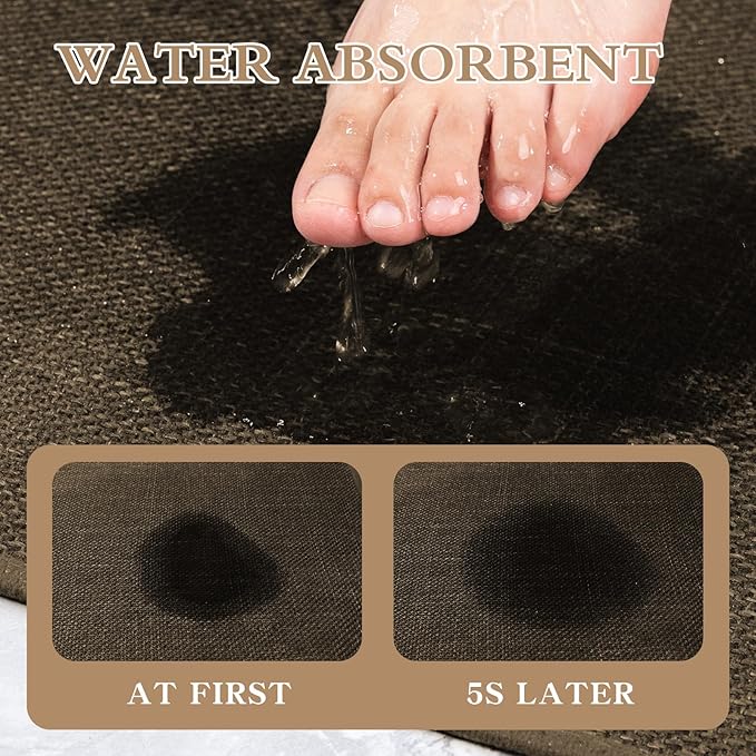 chakme Bathroom Rugs Mat 59x24, Ultra Thin Non Slip Bath Mat Large Quick Dry Absorbent Bath Mat for Bathroom Floor, (Brown, 59"x24")
