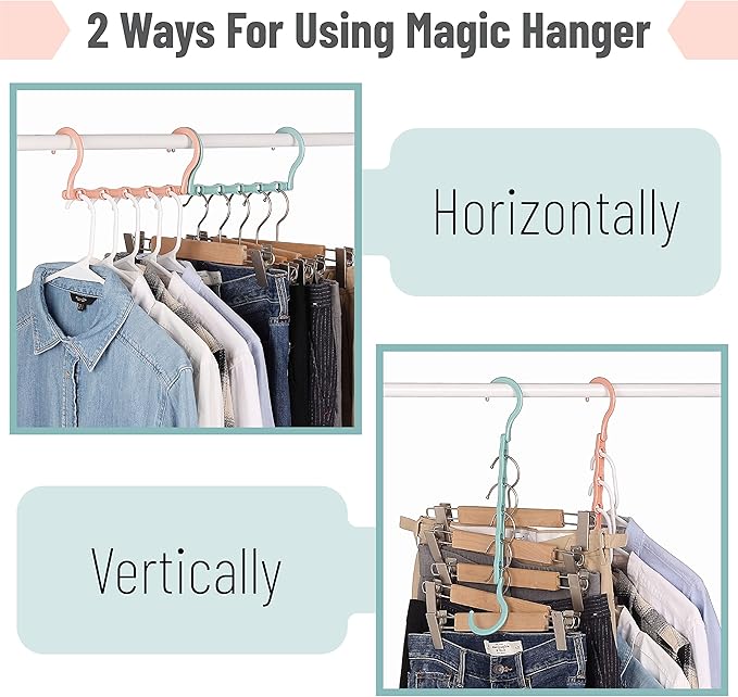Mr. Pen- Space Saving Hangers, 8 pcs, 360° Rotating Hooks, Magic Cascading Hanger Organizer with 5 Enclosed Slots, Closet Organizers and Storage for Clothes, College Dorm Room Essentials