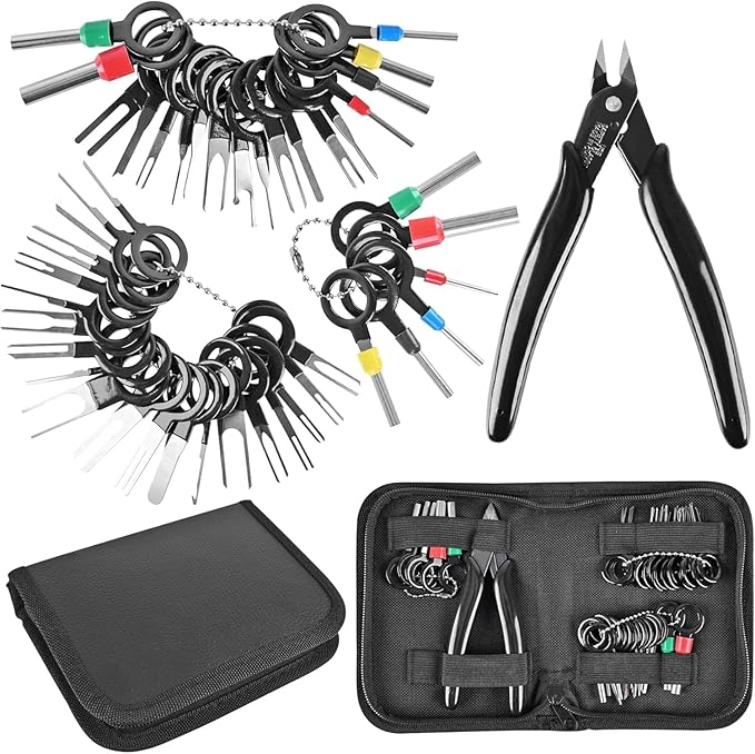 Kikerike Terminal Removal Tool Kit 45 Pcs Depinning Tool Electrical Connector Pin Removal Tool Kit Pin Extractor Tool Set Wire Terminal Release Tool for Automotive Car Household Devices