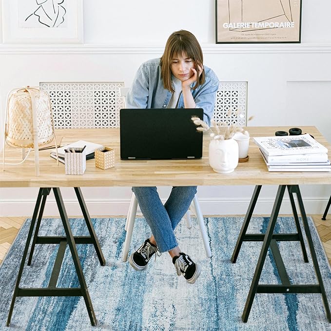 Office Chair Mat for Hardwood Floor, 72"x48" Easy Glide Computer Chair Mat Protector for Rolling Chair Under Desk Rug Nonslip Backing, Machine Wash