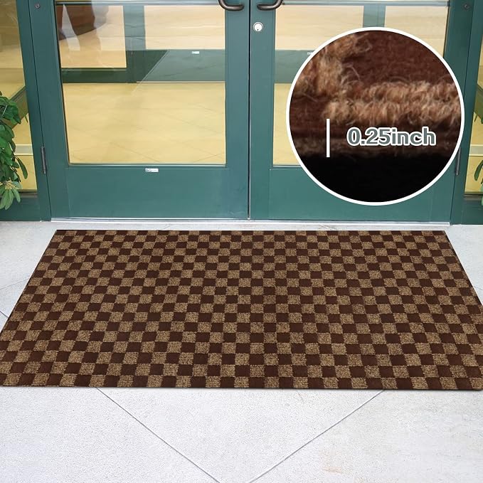 Custom Size Runner Rug 3 ft x 73 ft, 2-82ft Carpet Runners Hallway Entryway Kitchen Garage Laundry Room Area Rugs with Non-Slip Rubber Backing, Checkered Brown