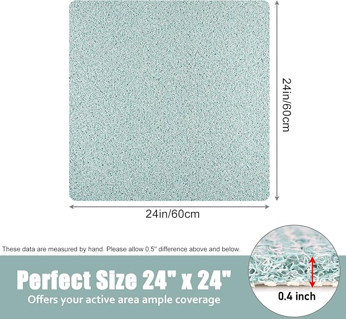 Shower Mat Bathtub Mat Non-Slip - 24x24 Inch, Soft Comfort Bath Mat with Drainage Holes, PVC Loofah Massage Bathmat for Shower, Tub, Bathroom, Wet Areas, Quick Drying