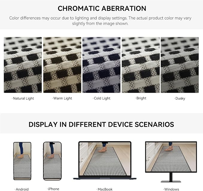 YDKGL Long Kitchen Runner Rugs Kitchen Mat Non Slip Washable, Super Absorbent Soft Chenille Braided Kitchen Mats for Floor, Rubber Backing Kitchen Floor Sink Standing Mat, Easy Clean, Black 24"x71"