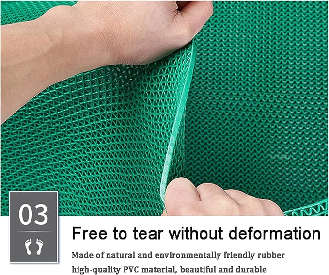 Drainage Non Slip Mats 3'x3.3' Heavy Duty Commercial Floor Mat Mesh Hollow Door Mat Roll for Swimming Pool Bathroom Kitchen Garage Indoor Outdoor Wet Area,Blue,0.9×1M/3×3.3FT