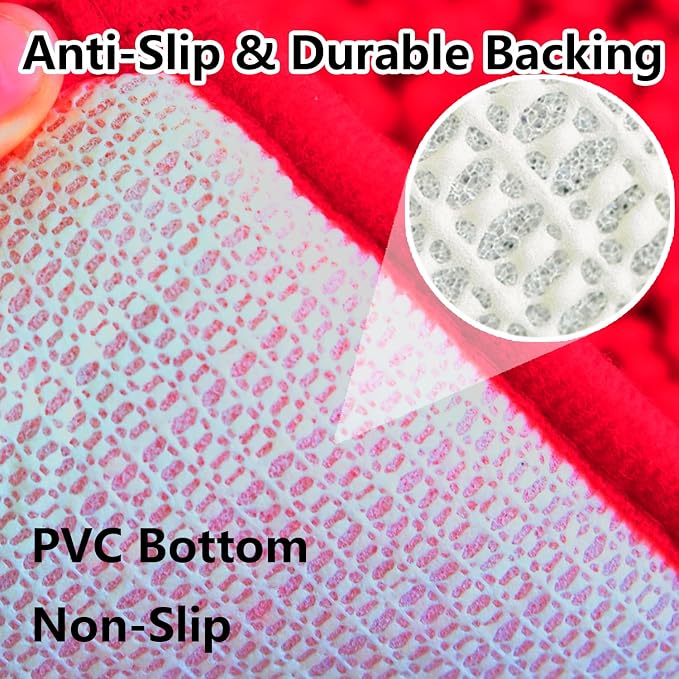 BOANKODU Bathroom Rugs Chenille 3-Piece Extra Soft and Absorbent Shag Bathroom Rugs, Machine Wash Mat, Strong PVC Non-Slip Underside, Plush Carpet Mats (Red)