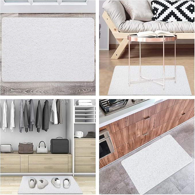 godehone Shower Mats Non Slip Without Suction Cups, PVC Loofah Bathroom Mats, Loofah Mats for Shower and Bathroom, Quick Drying, 23.6× 34.6 Inch, White